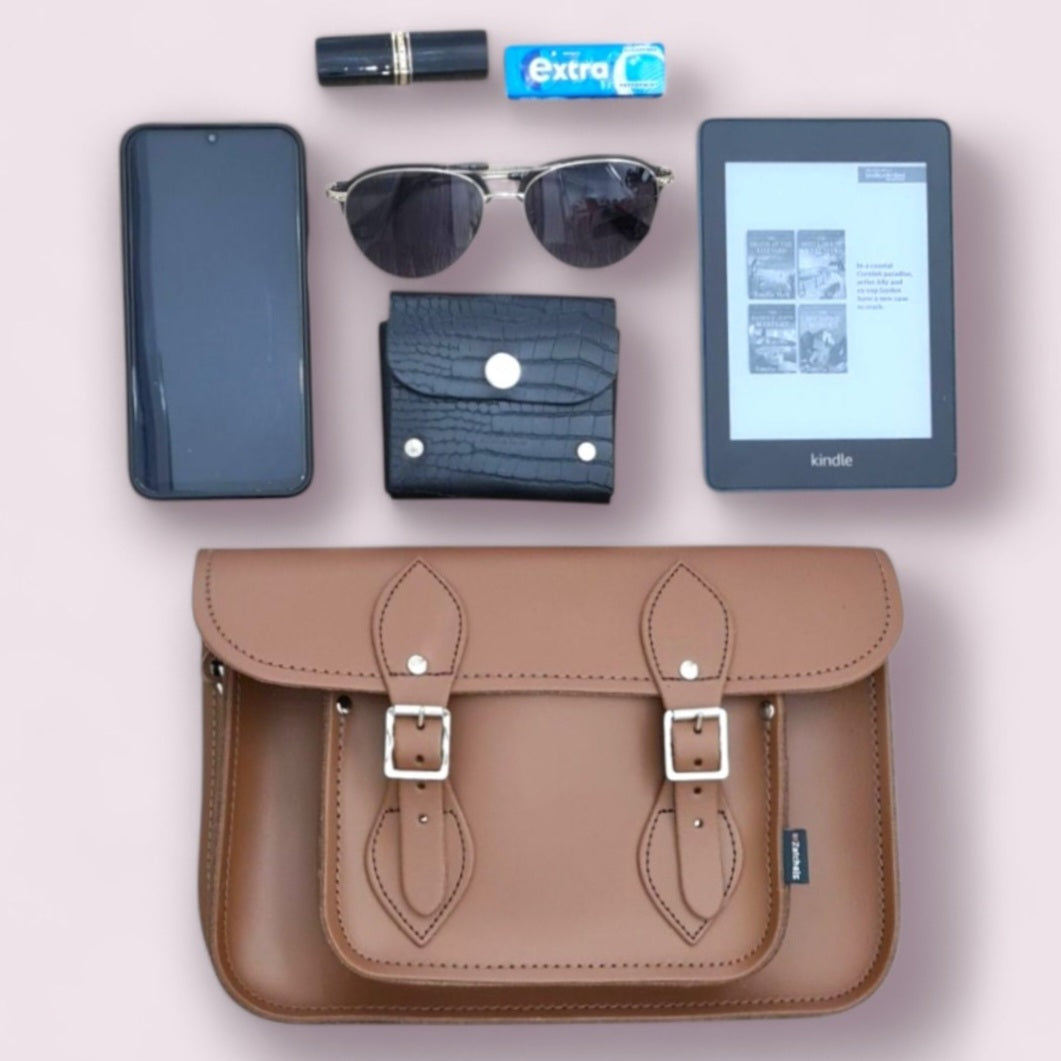 Leather Satchel - 11.5'' Chestnut - In Stock & Ready to Ship-1