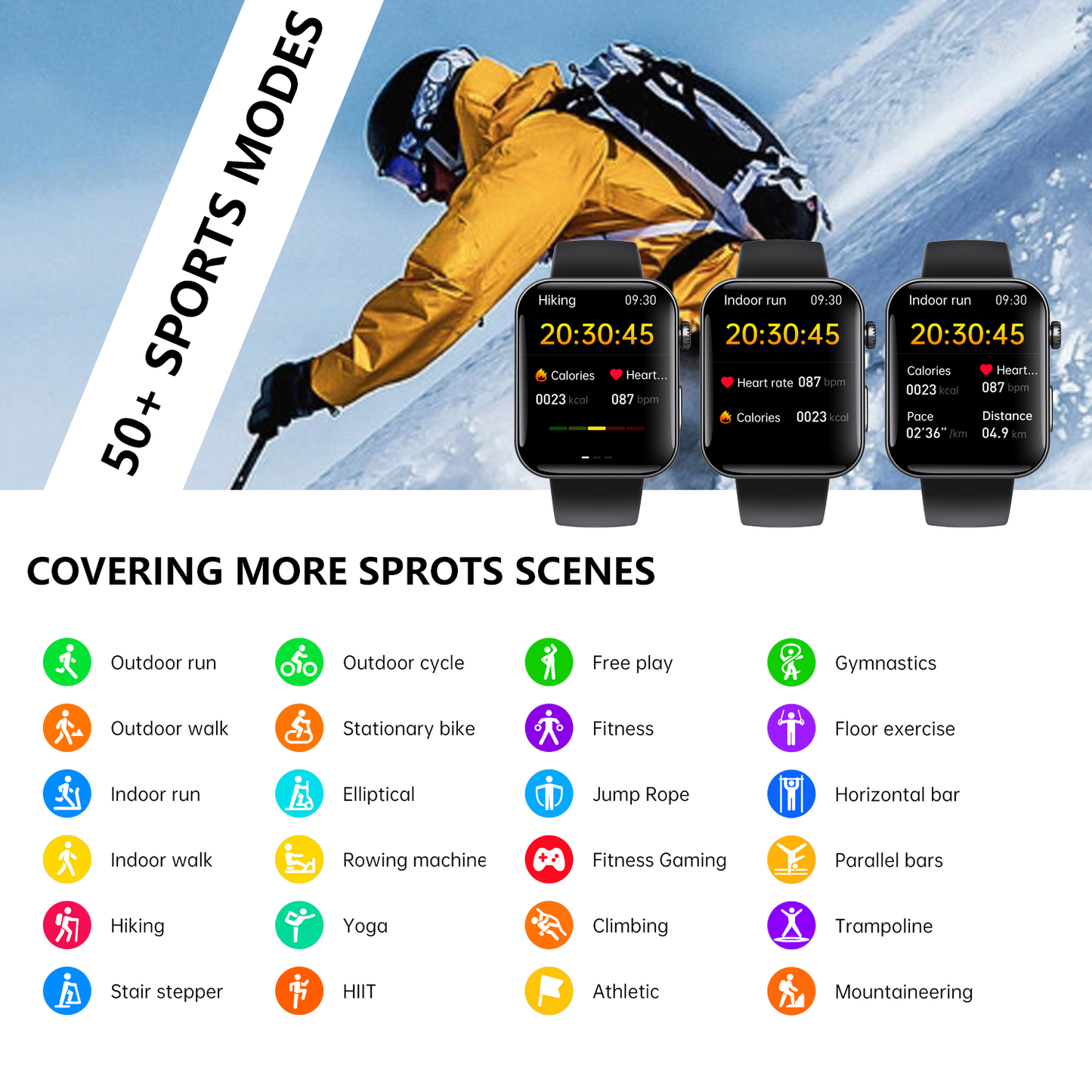 ECG smart watch with blood pressure monitor body temperature blood glucose heart rate blood oxygen-4