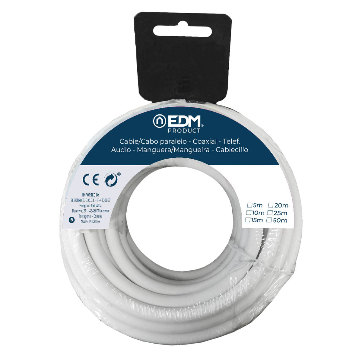 Coaxial TV Antenna Cable EDM 28026 White 50 m 2 x 1 mm-1