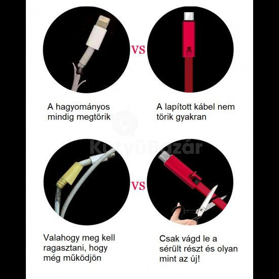 Elnyűhetetlen telefontöltő kábel, 1 m hosszú-1