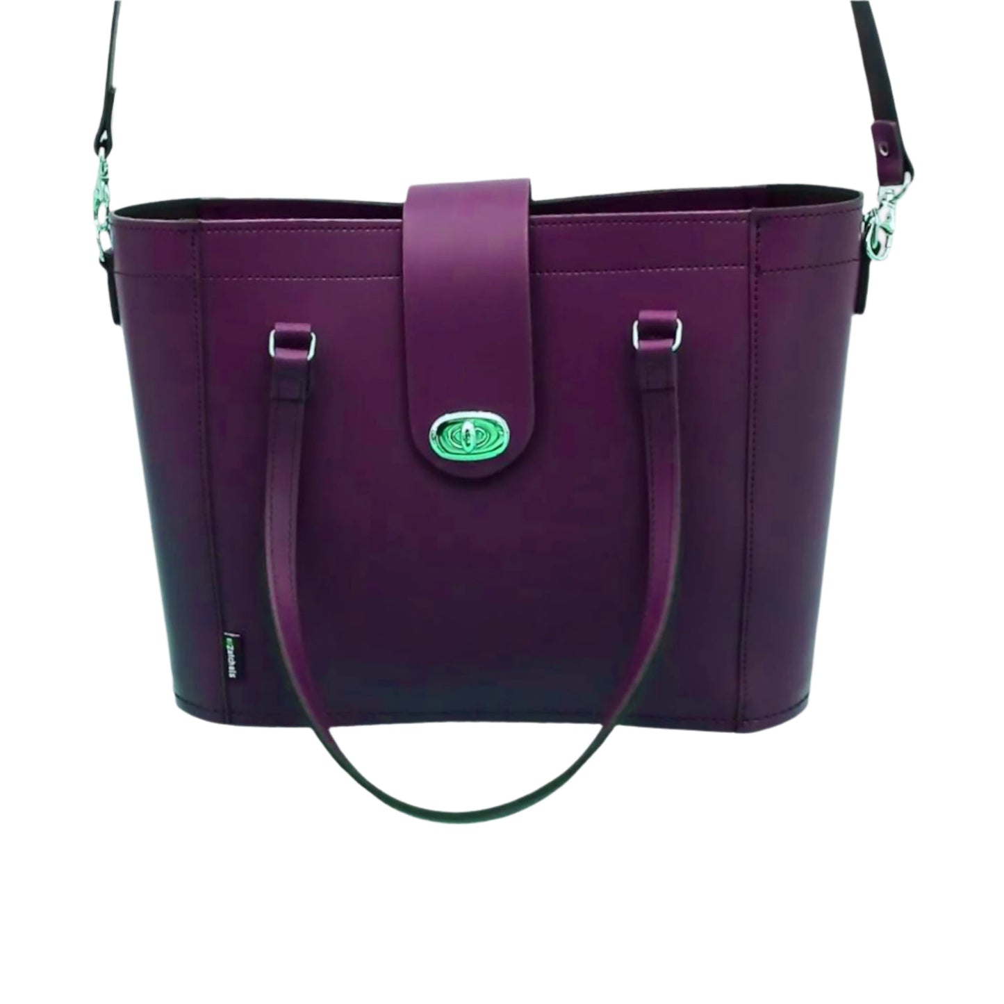 Leather Mini Twist Lock Shopper Bag - Purple-1