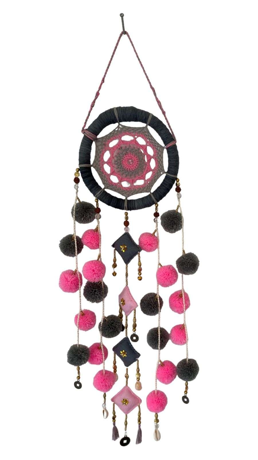 Premium Small Black Pom-Pom Colourful Dream Catcher-0