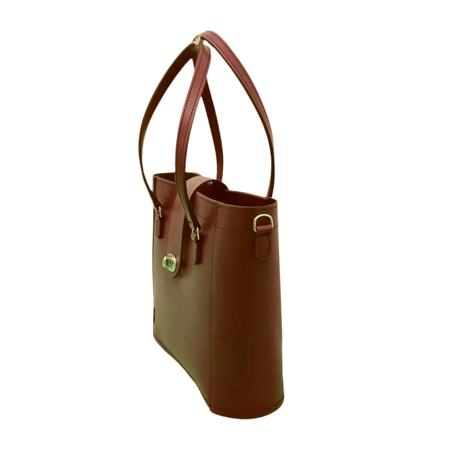 Leather Mini Twist Lock Shopper Bag - Chestnut-2