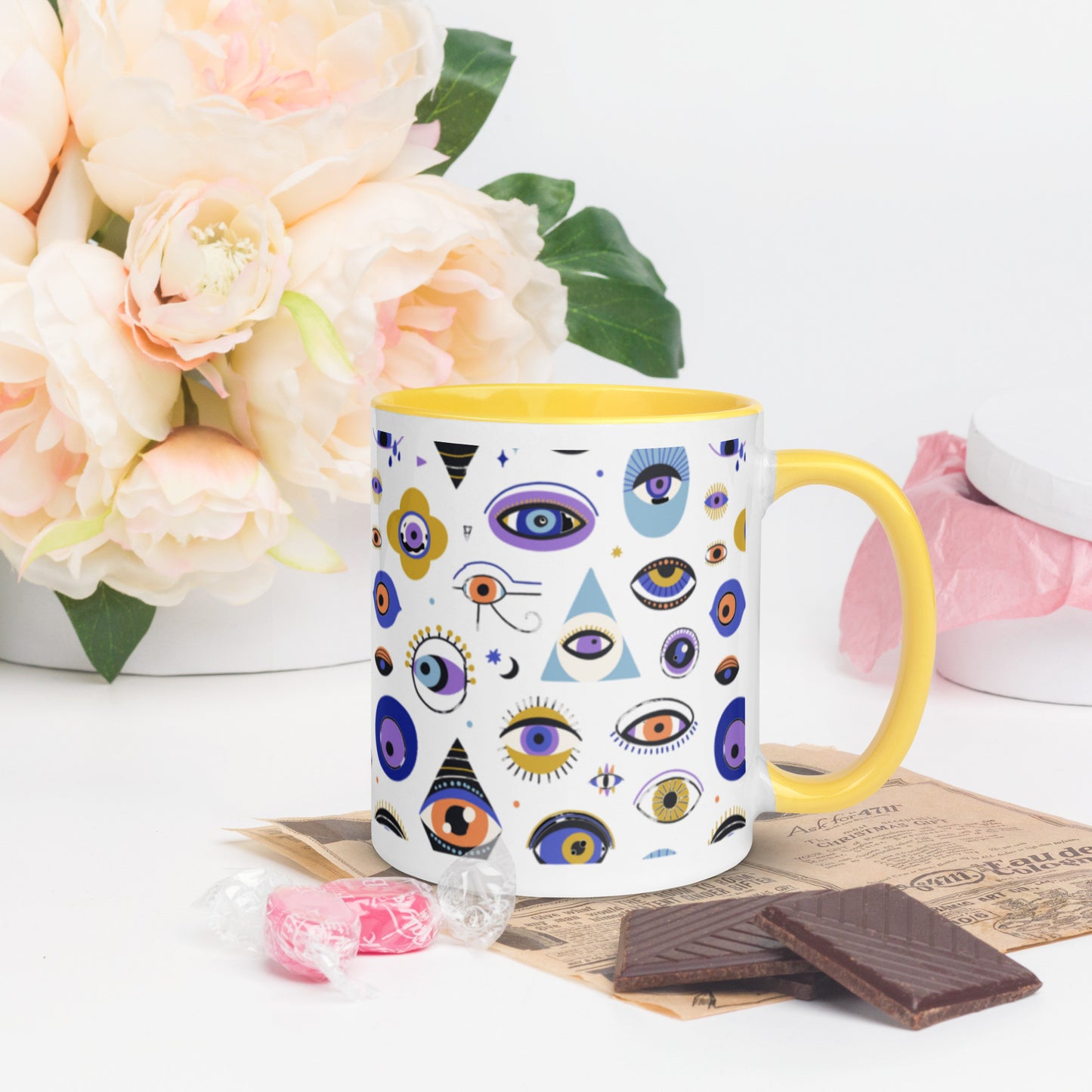 Evil Eye Souvenir Mug with Color Inside-16
