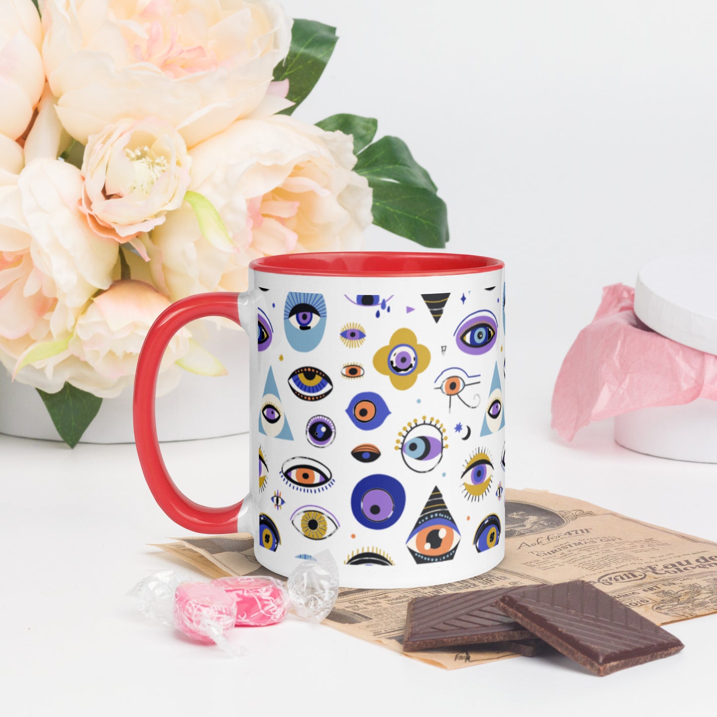 Evil Eye Souvenir Mug with Color Inside-3