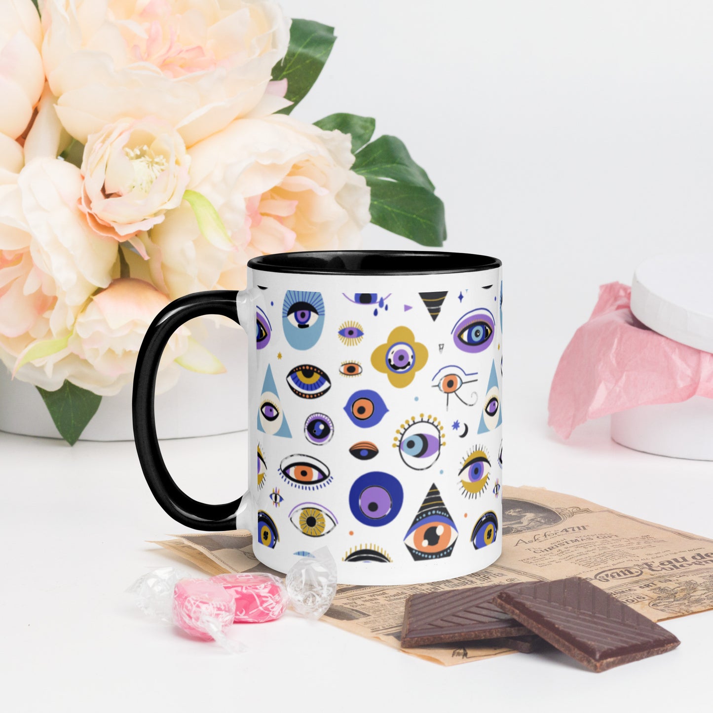 Evil Eye Souvenir Mug with Color Inside-1