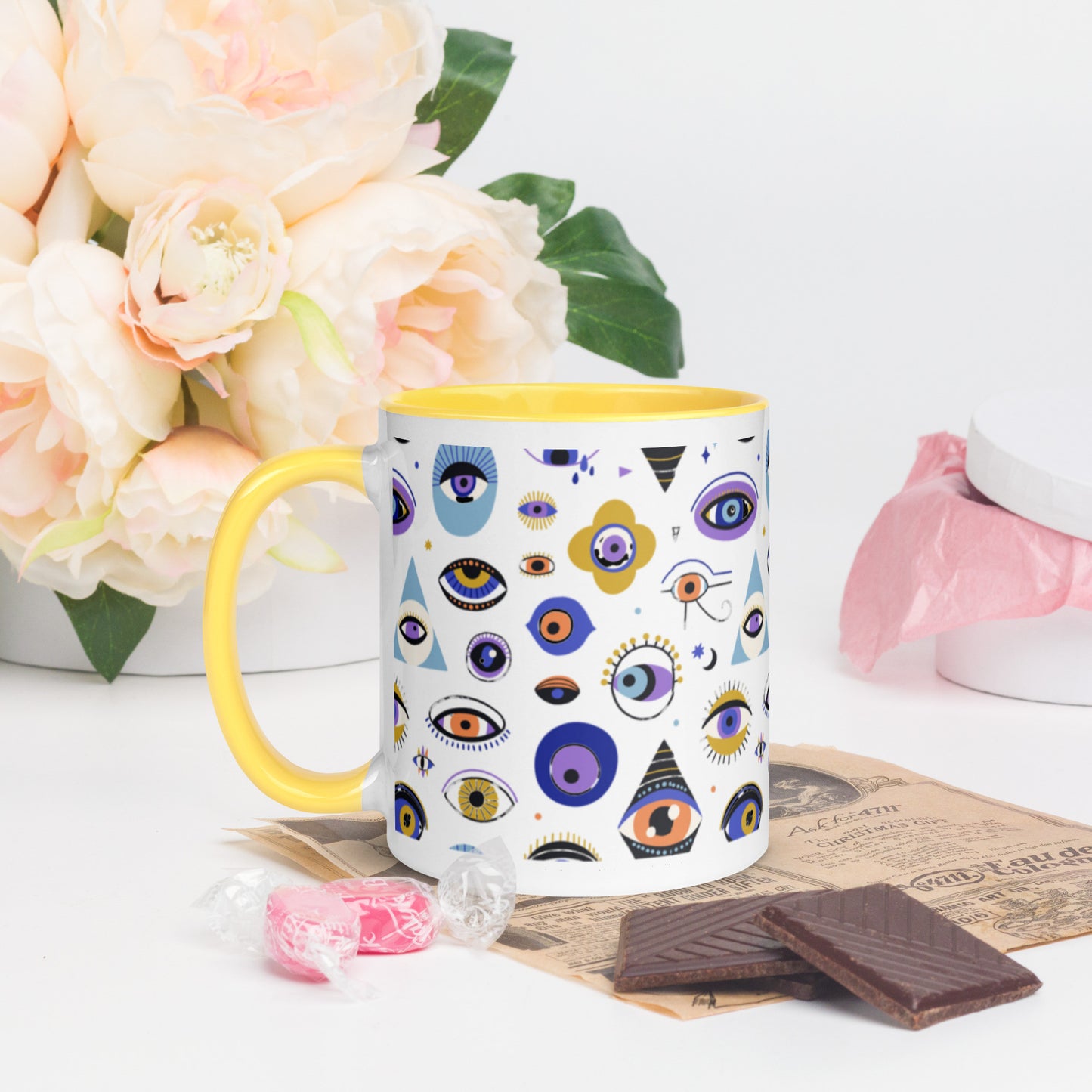 Evil Eye Souvenir Mug with Color Inside-15