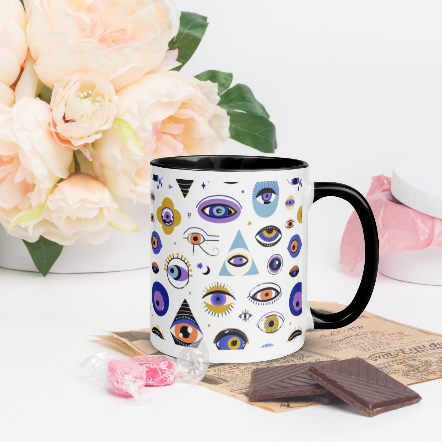 Evil Eye Souvenir Mug with Color Inside-2