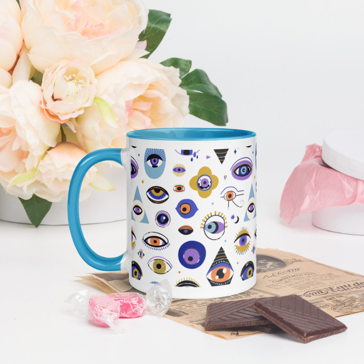 Evil Eye Souvenir Mug with Color Inside-9