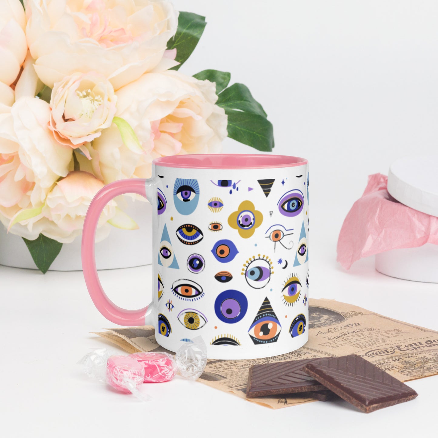 Evil Eye Souvenir Mug with Color Inside-12