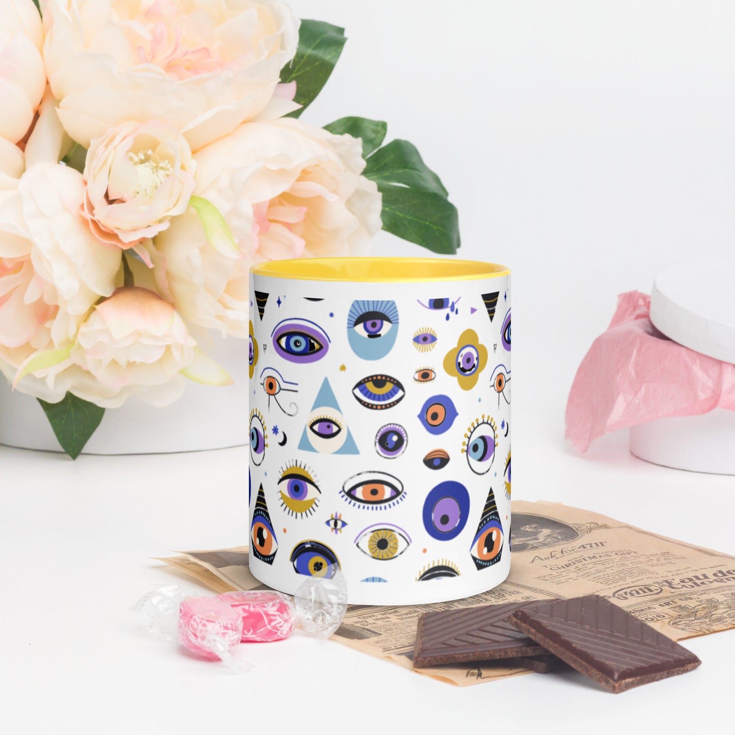 Evil Eye Souvenir Mug with Color Inside-17