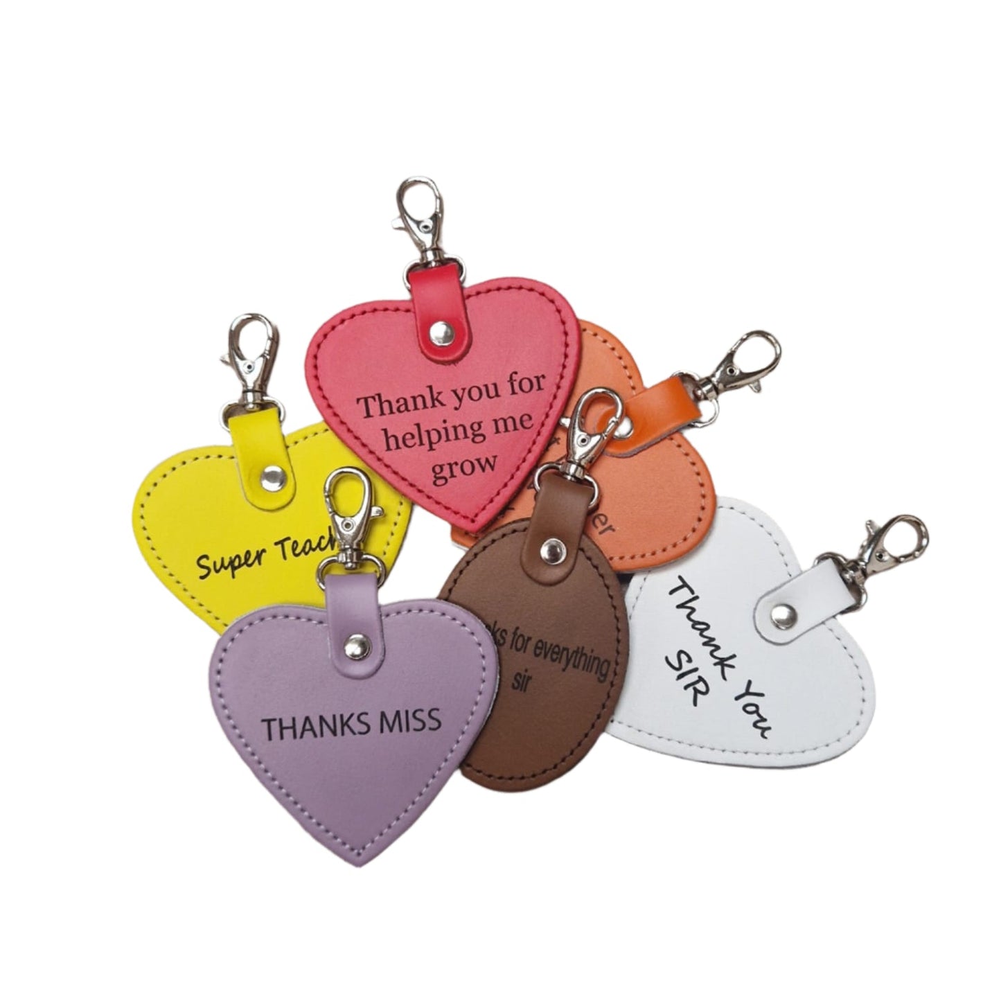 Leather Charm for Teacher - Free Engraving - Assorted Colours-0