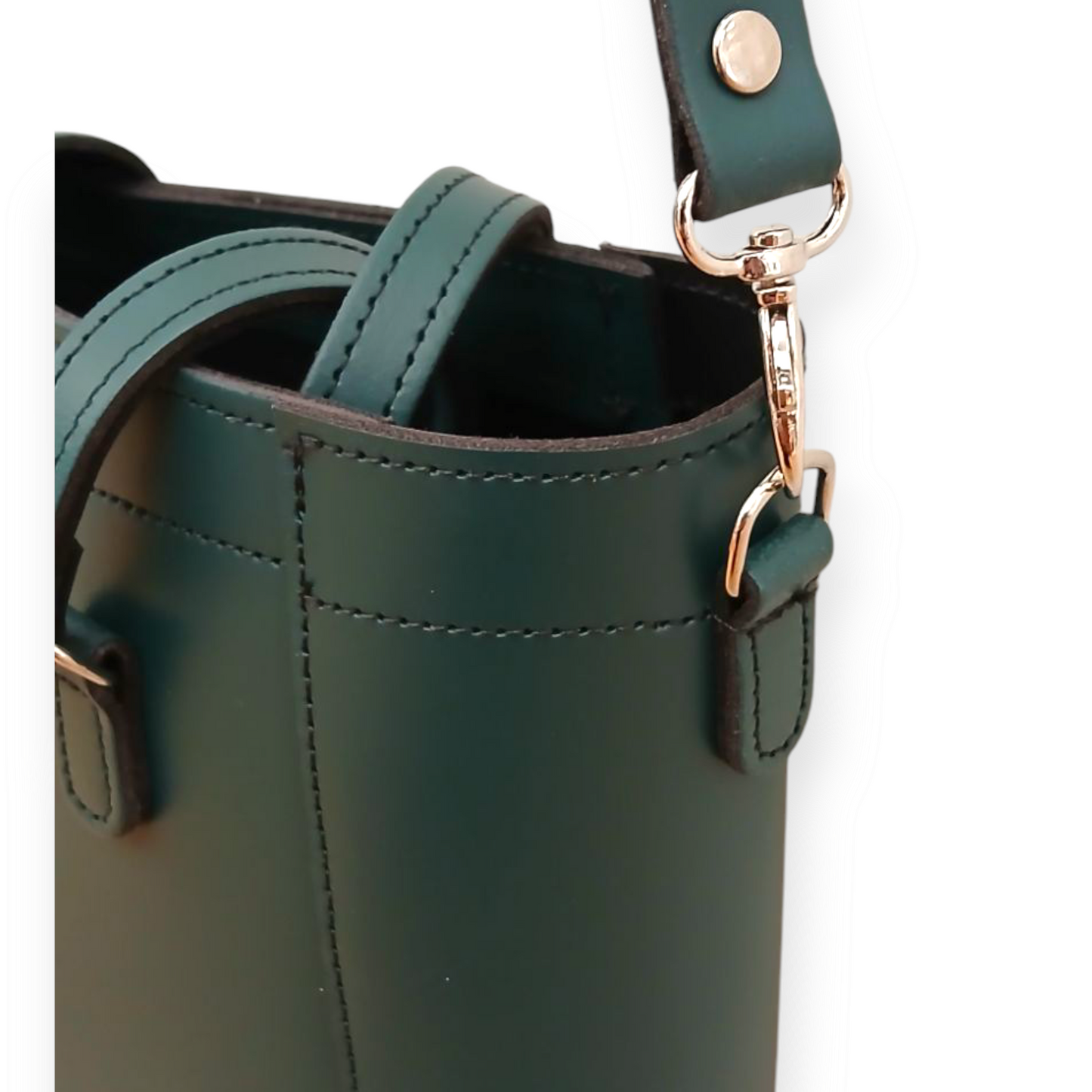 Leather Mini Twist Lock Shopper Bag - Pine-4