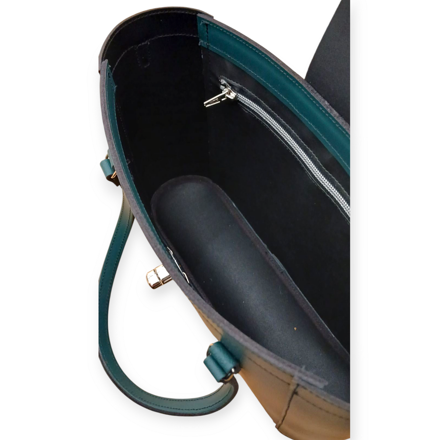 Leather Mini Twist Lock Shopper Bag - Pine-2