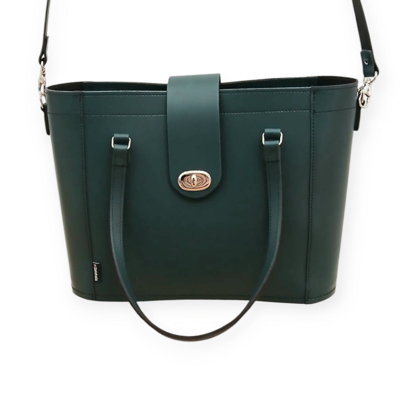 Leather Mini Twist Lock Shopper Bag - Pine-1