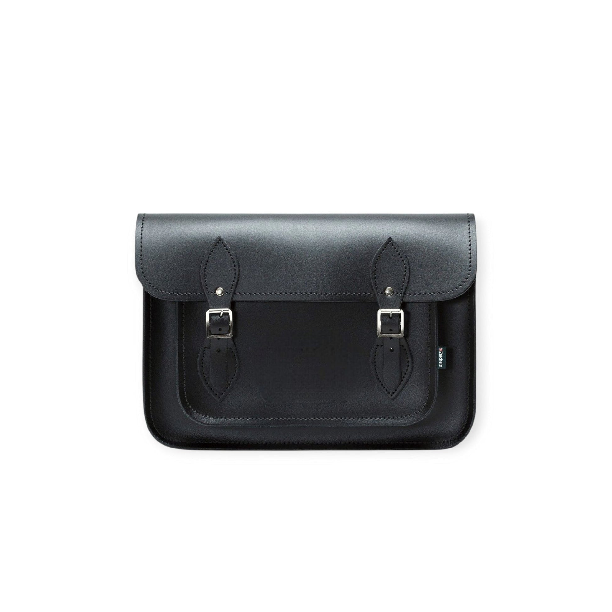 Leather Satchel - Black 11.5'' - In Stock & Ready to Ship-0