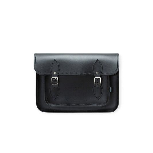 Leather Satchel - Black 11.5'' - In Stock & Ready to Ship-0