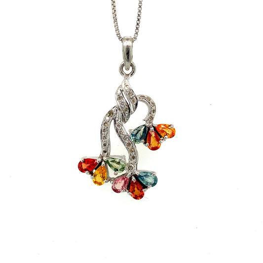 Multi Sapphire Pendant in .925 Sterling Silver - KSP 38164-0