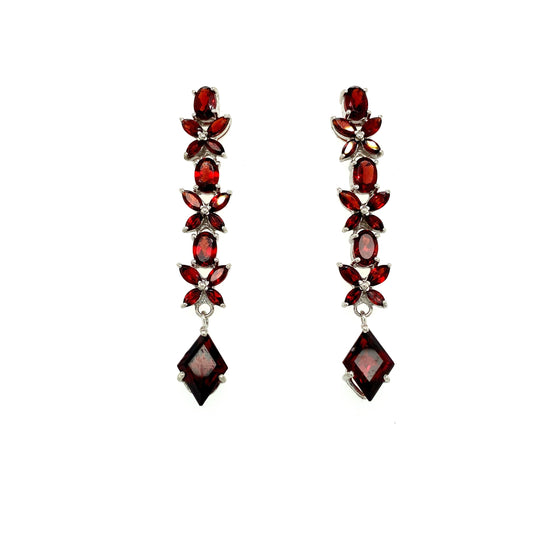 Garnet Earring in .925 Sterling Silver - KST 52226-0