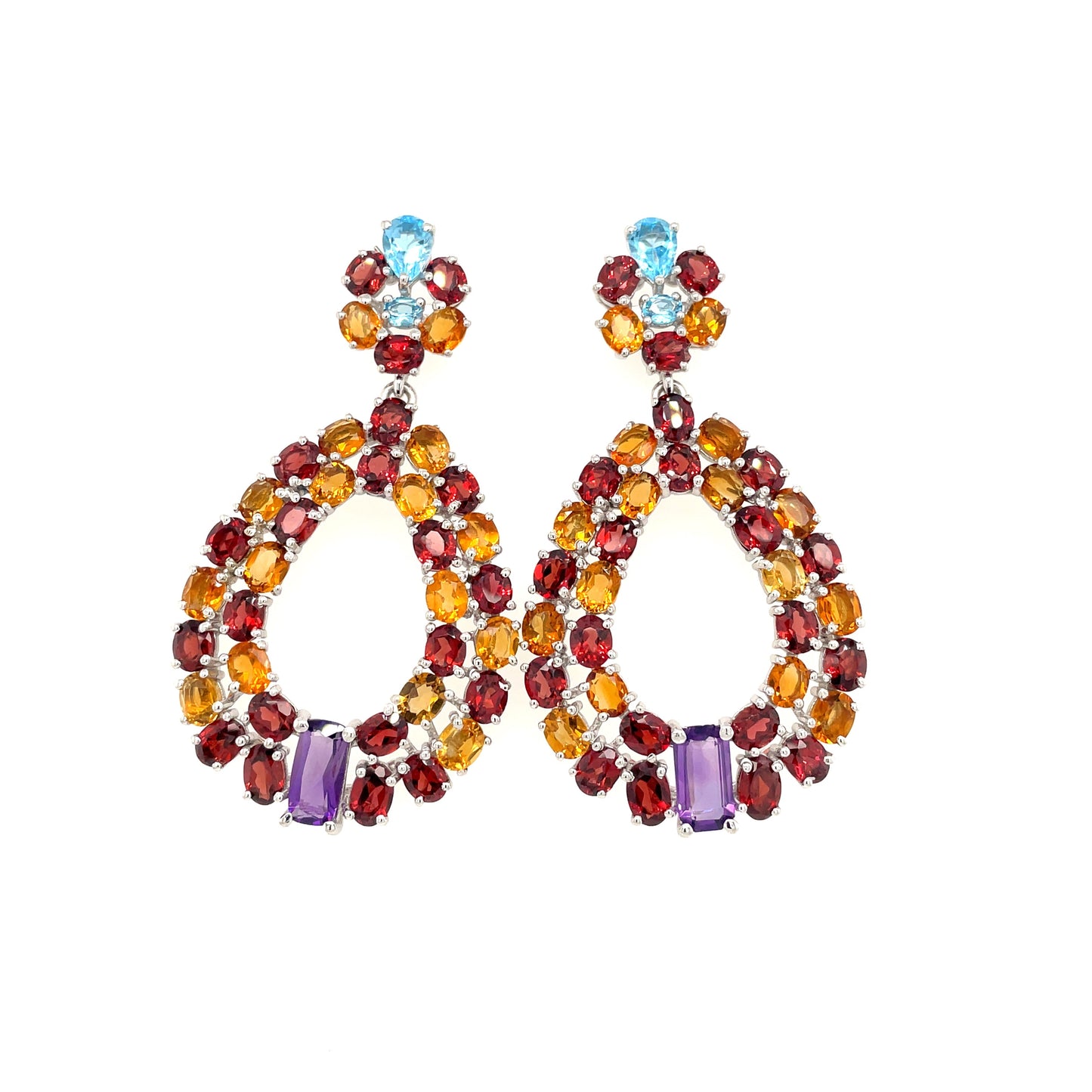 Multi Stone Earring in .925 Sterling Silver - KST 59090-1