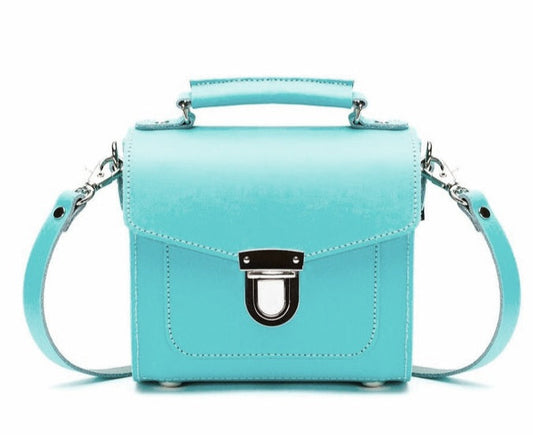 Leather Sugarcube Handbag - Limpet Shell Blue - Plus Size - In Stock & Ready to Ship-0