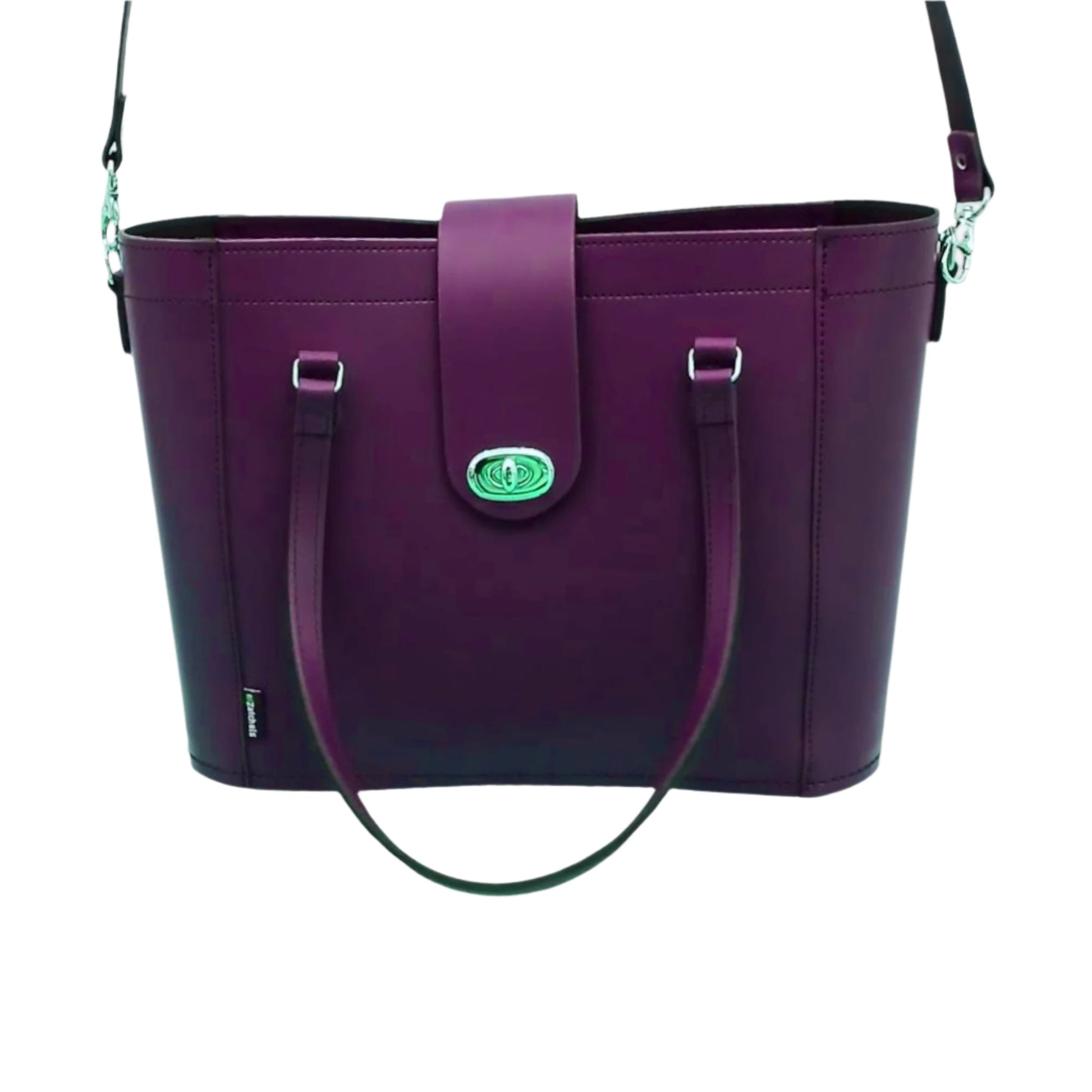 Leather Mini Twist Lock Shopper Bag - Purple-1