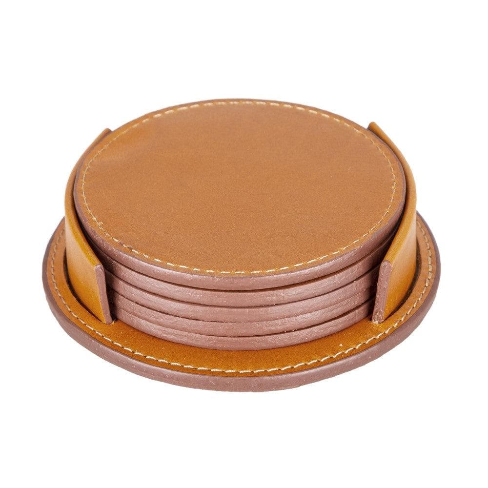 Tucson Genuine Leather Coaster Set of 5 with Holder - Premium Cup Coasters-0