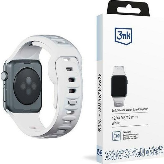 3mk Silicone Apple Watch S4/S5/S6/S7/S8/S9/SE/Ultra Okosóra Szíj 42/44/45/49mm - Fehér (5903108565851)-0