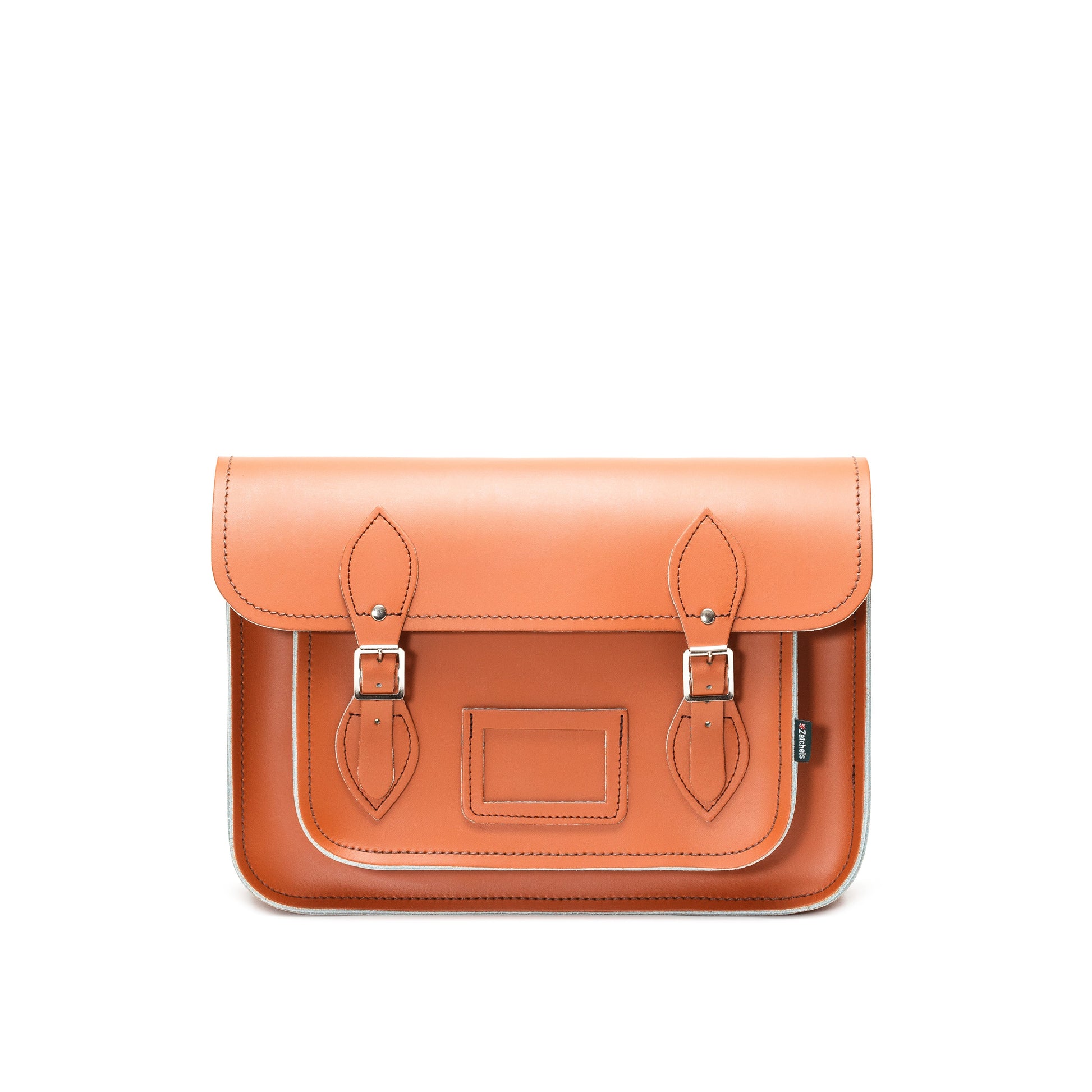 Burnt Orange Leather Satchel -  13'' with Magnets - In Stock & Ready to Ship-0