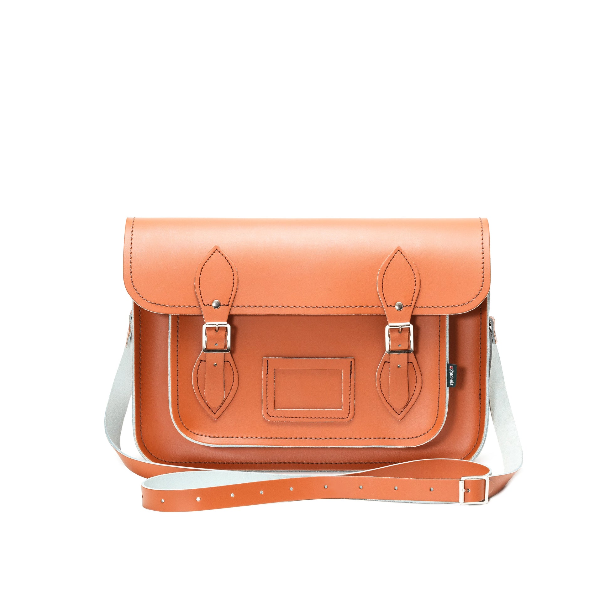 Burnt Orange Leather Satchel -  13'' with Magnets - In Stock & Ready to Ship-1