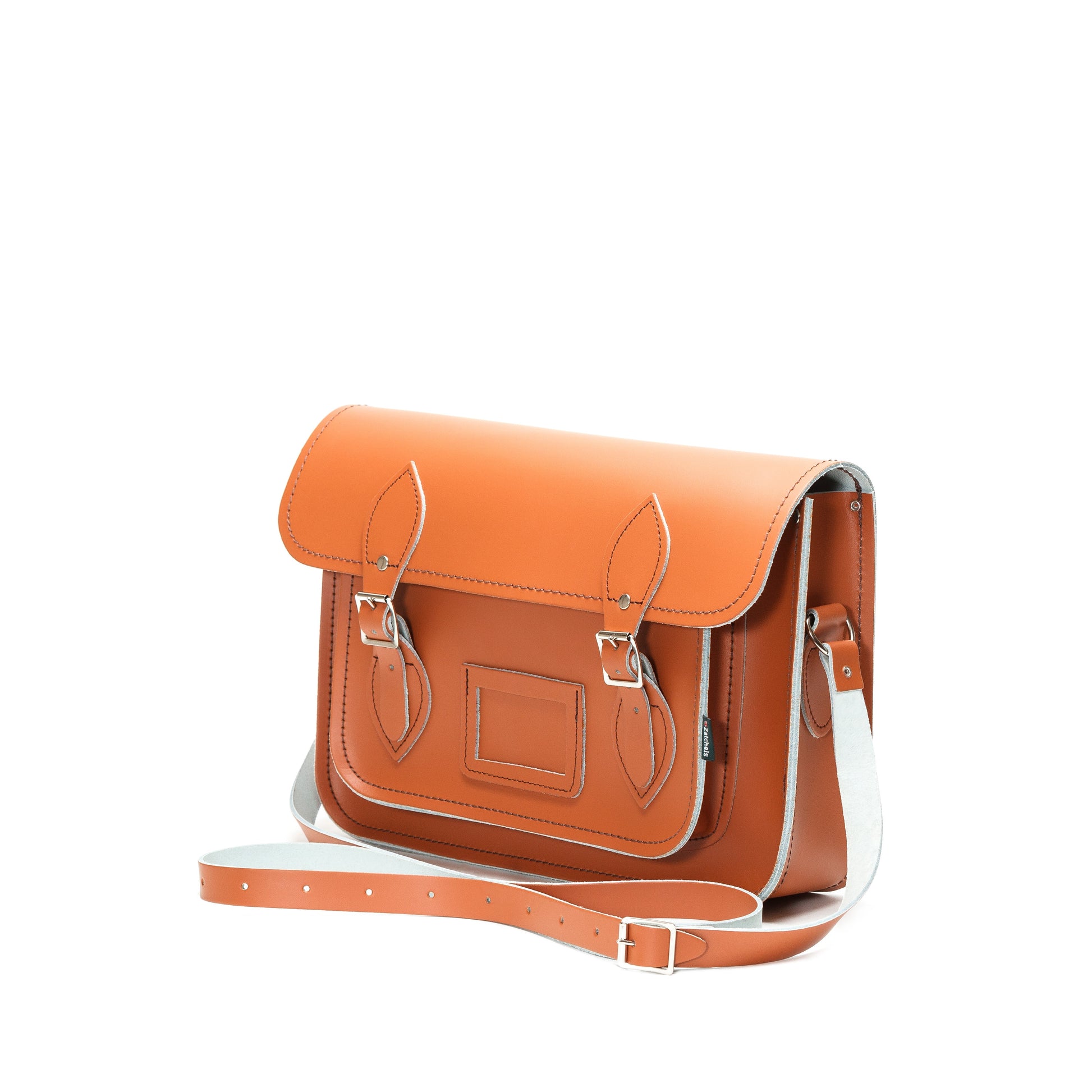 Burnt Orange Leather Satchel -  13'' with Magnets - In Stock & Ready to Ship-2
