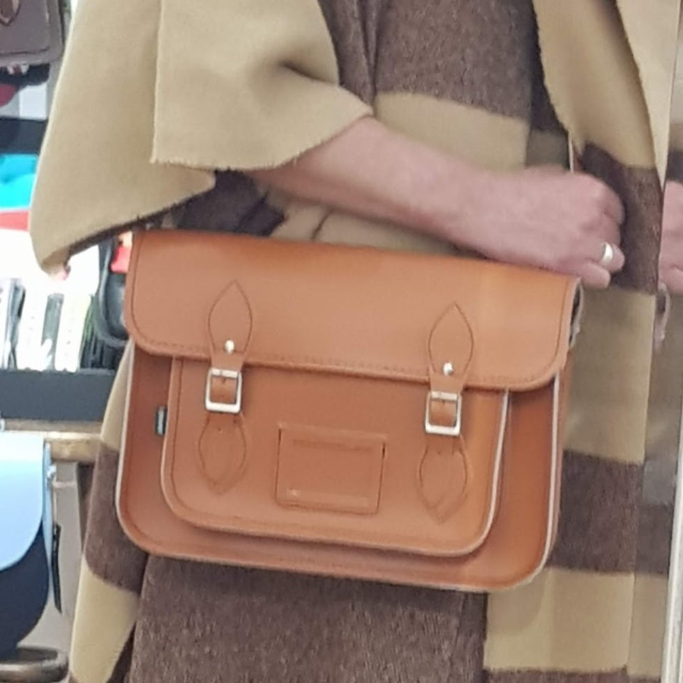 Burnt Orange Leather Satchel -  13'' with Magnets - In Stock & Ready to Ship-3