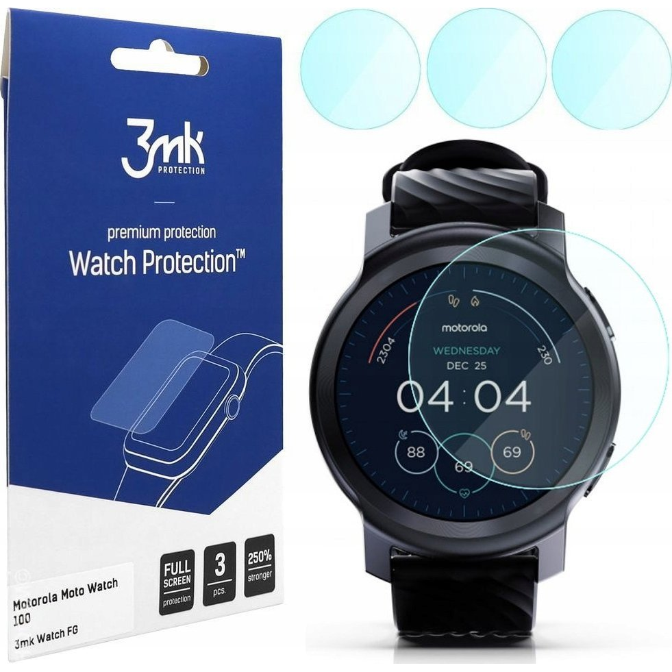 3MK 3mk hybridní sklo Watch Protection FlexibleGlass pro Motorola Moto Watch 100 (3ks) (5903108514996)-0