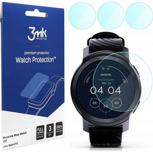 3MK 3mk hybridní sklo Watch Protection FlexibleGlass pro Motorola Moto Watch 100 (3ks) (5903108514996)-0