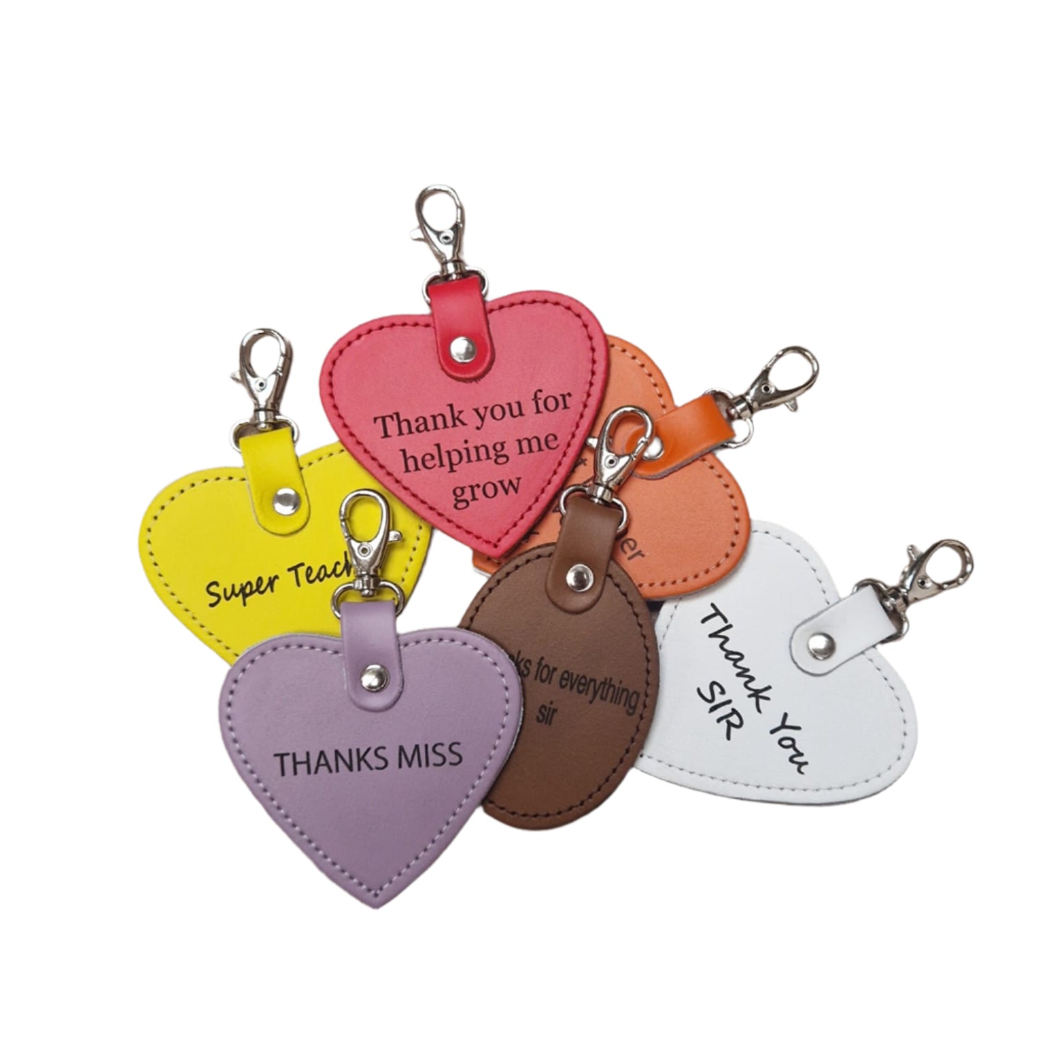 Leather Charm for Teacher - Free Engraving - Assorted Colours-0