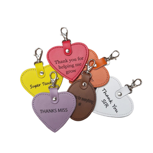 Leather Charm for Teacher - Free Engraving - Assorted Colours-0
