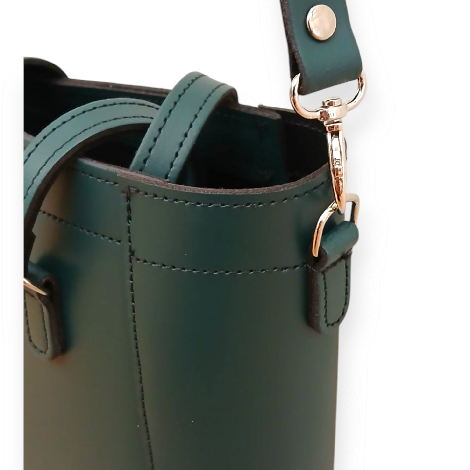 Leather Mini Twist Lock Shopper Bag - Pine-4
